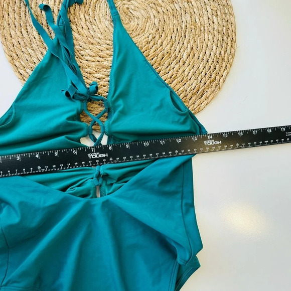 Aerie Green Lace Up One Piece Swimsuit Size Medium - Picture 7 of 12